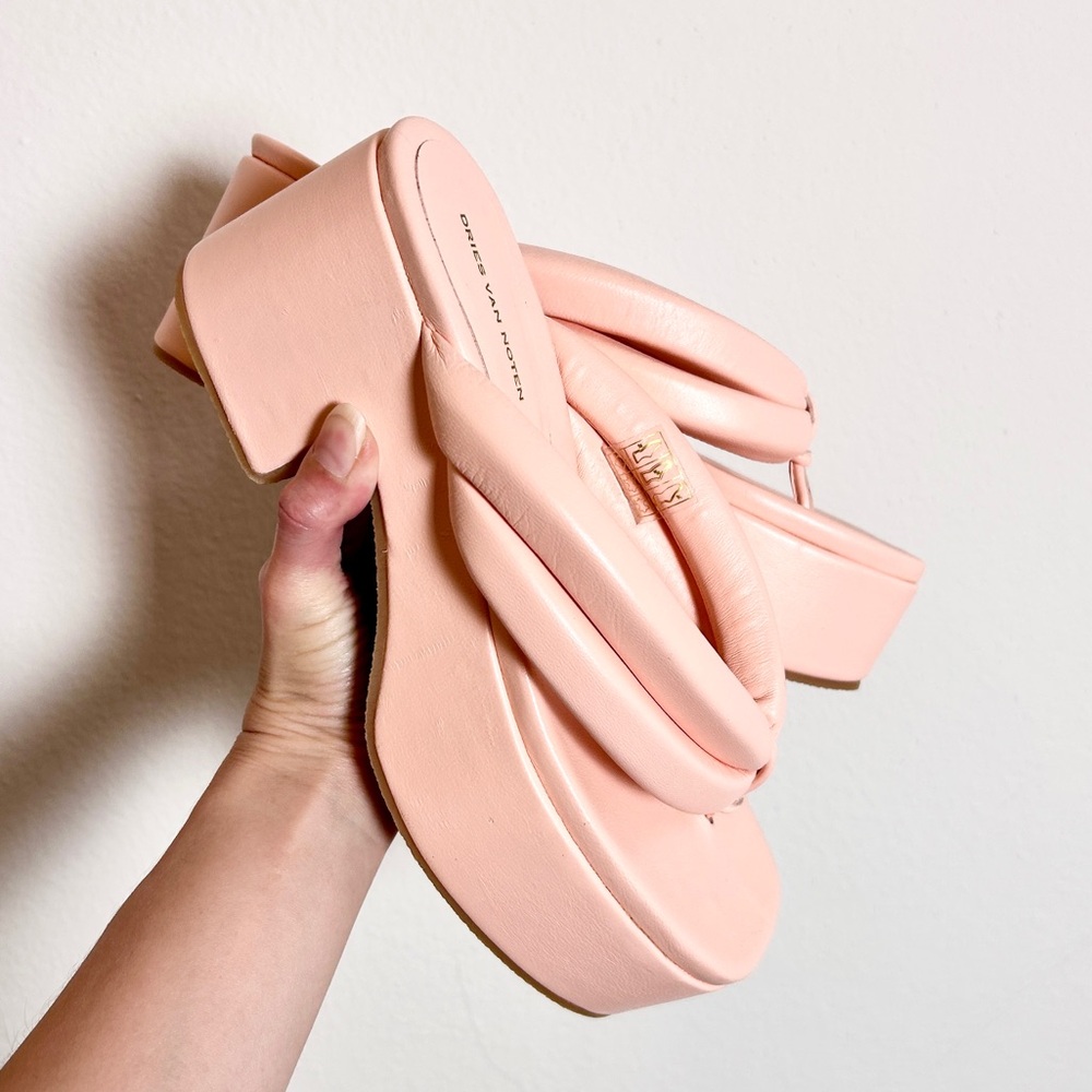 NWT Dries Van Noten Blush Pink Platform Leather Sandals Size 8.5 (022)